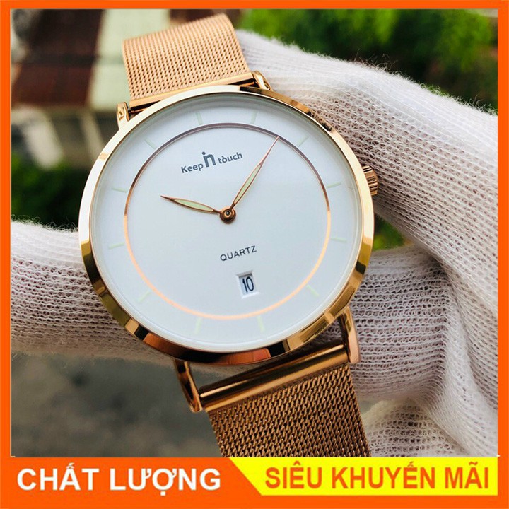 [Máy Nhật - Ảnh thật] Đồng Hồ Nam Dây Lưới Nhuyễn Keep N Touch Cực Đẹp, Kim Dạ Quang Có Lịch Ngày - Bảo Hành 12 Tháng