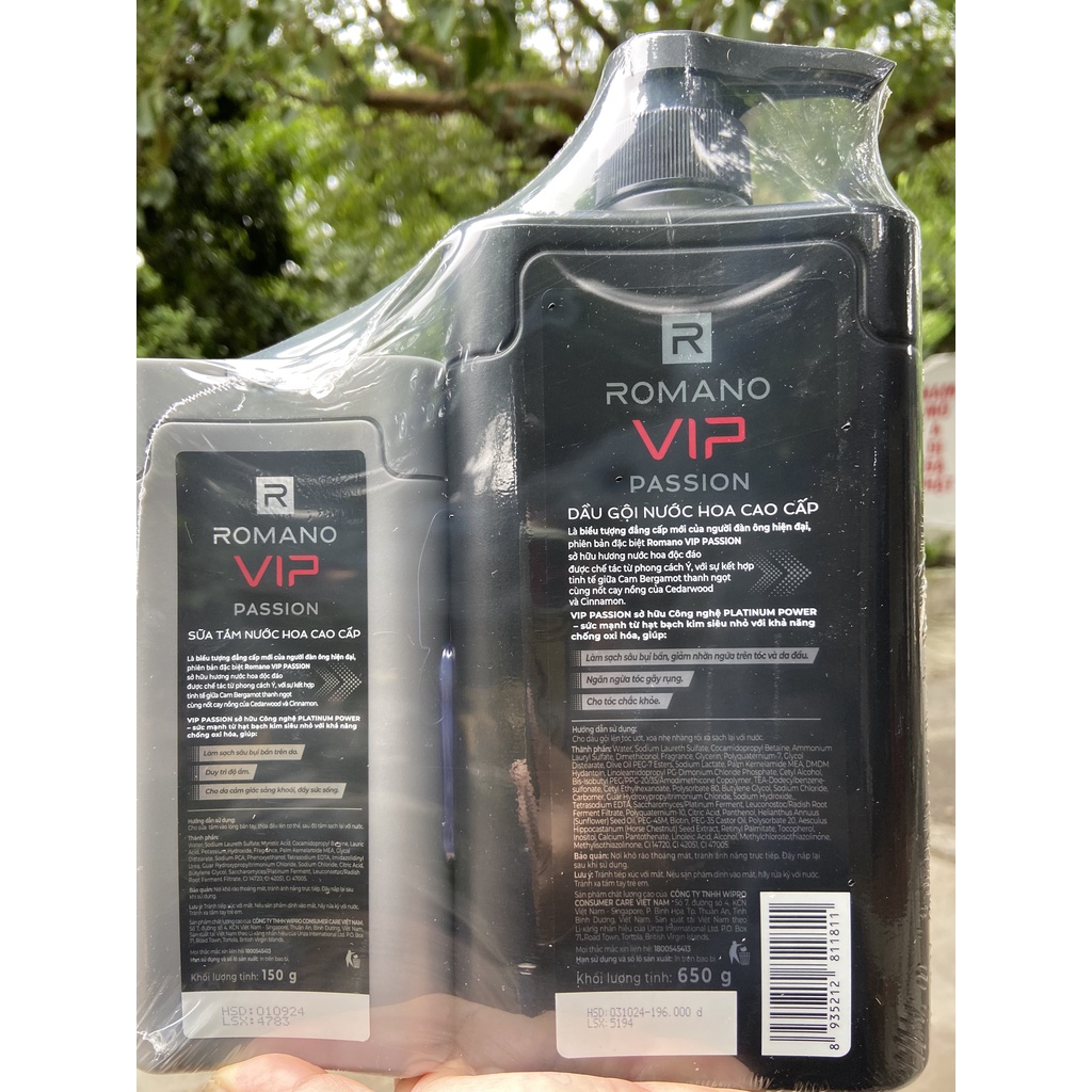 DẦU GỘI, SỮA TẮM ROMANO VIP 650G