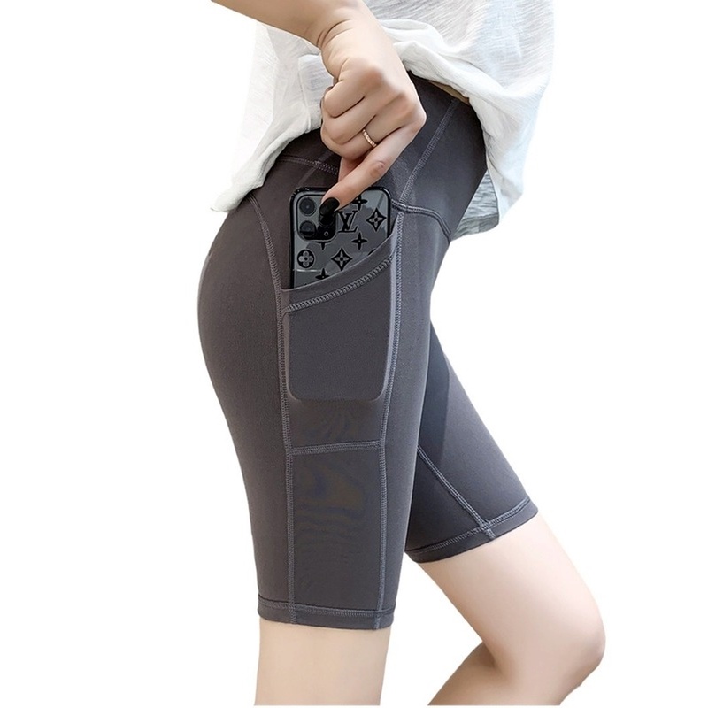 Quần đùi legging dáng lửng lưng cao co giãn nhanh khô nâng mông hỗ trợ tập gym cho nữ FENNIN (S-XXXL)