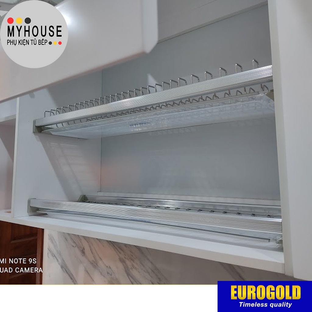 Kệ bát đĩa cố định 2 tầng EUROGOLD Nan Tròn Inox 304, Phụ kiện tủ bếp