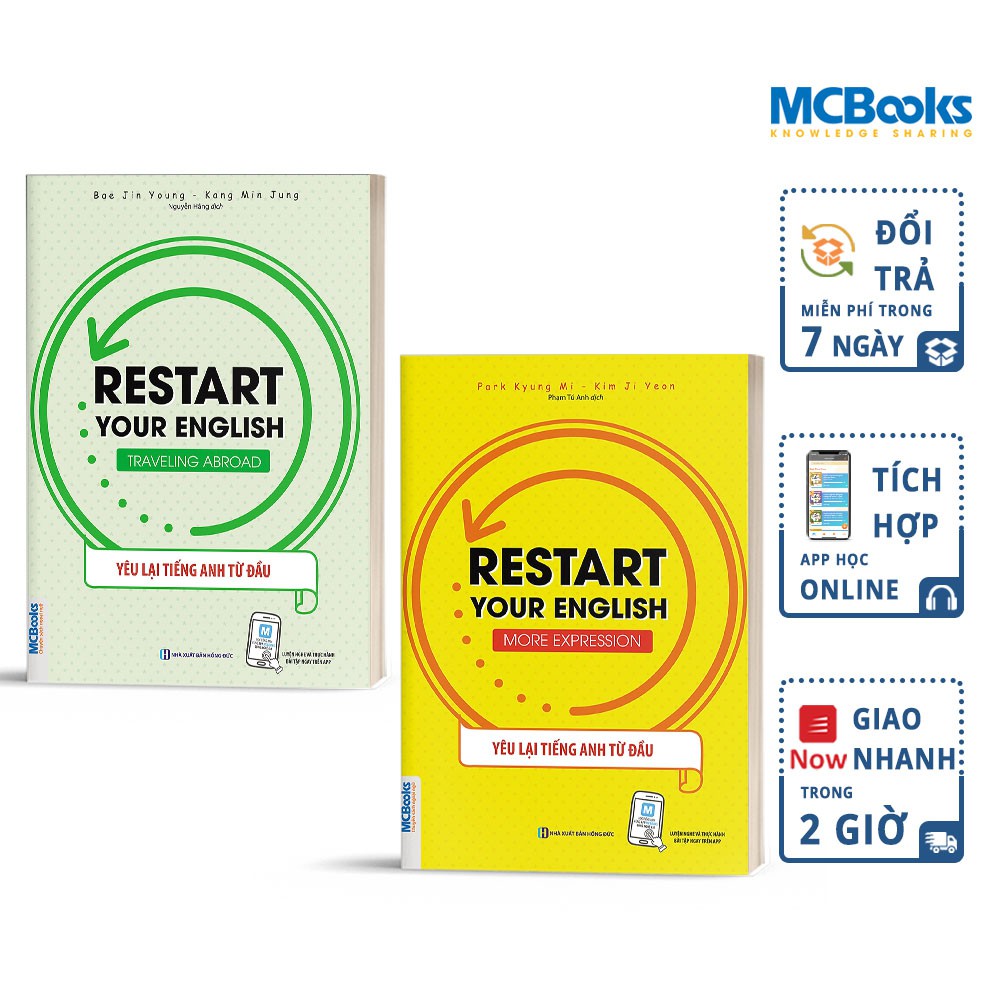 Sách - Combo Restart Your English - Yêu Lại Từ Đầu Tiếng Anh (More Expression &amp; Traveling Abroad) - Kèm App Online