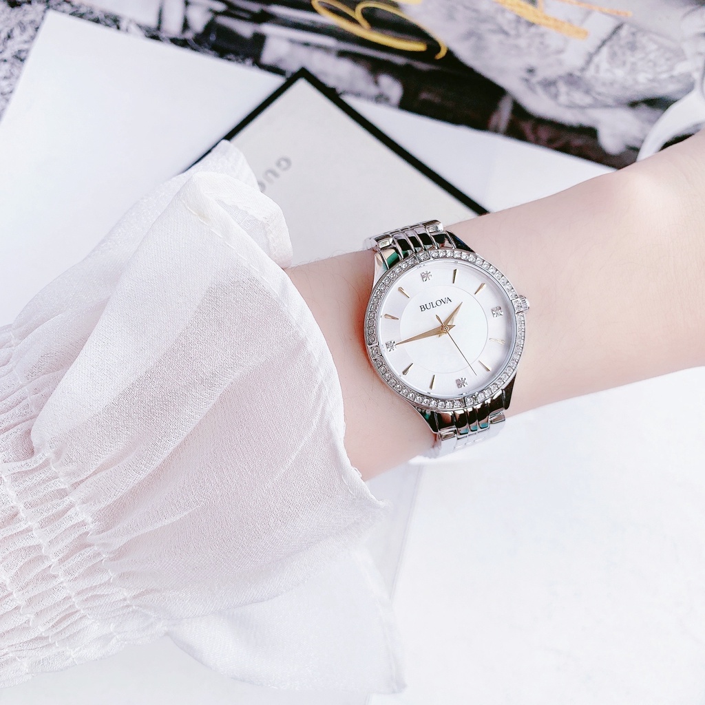 Đồng hồ nữ dây thép Bulova Swarovski Crystal 96L282