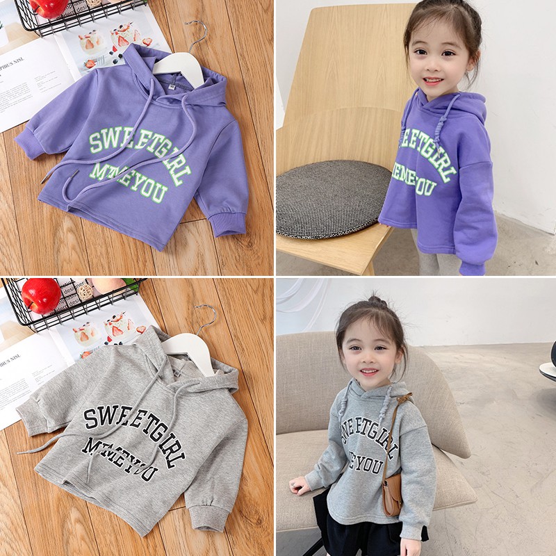 Áo Hoodie In Chữ Phong Cách Hàn Quốc Cho Bé Gái