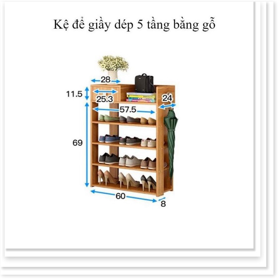 Tủ Để Giày Dép, Kệ Giày Bằng Gỗ 5 Tầng MDF Có Ngăn Kéo, Móc Treo Đồ Lắp Ghép Siêu Tiện Dụng _maimunshop _maimunshop