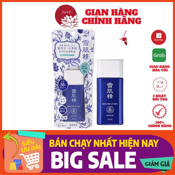 &lt;CÓ BILL&gt; Kem chống nắng Kose Sekkisei White UV Milk 60g