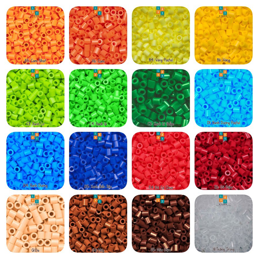 [2.6 Bảng màu 1] 1000 Hạt Peler Beads 2,6 MM,Bán Buôn hạt nhựa đồ chơi, Hama Beads 2,6 mm.