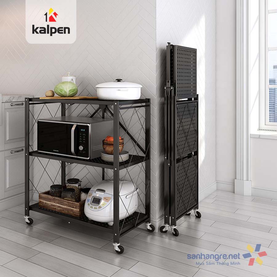 Kệ xếp gấp gọn di động thông minh Kalpen 3 tầng hàng xuất Nhật - 71.5x34x87cm