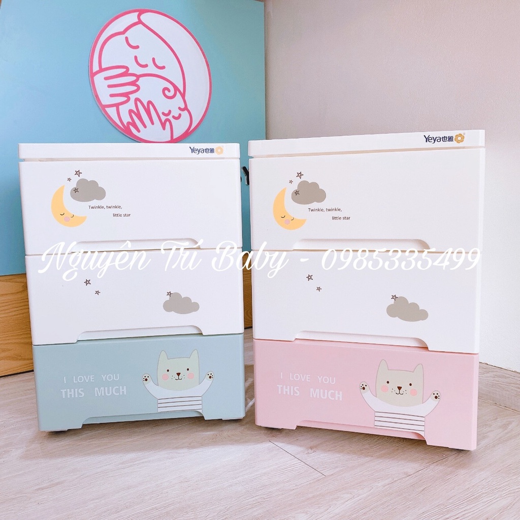 Tủ ngăn kéo nhựa Yeya 3 tầng có bánh xe