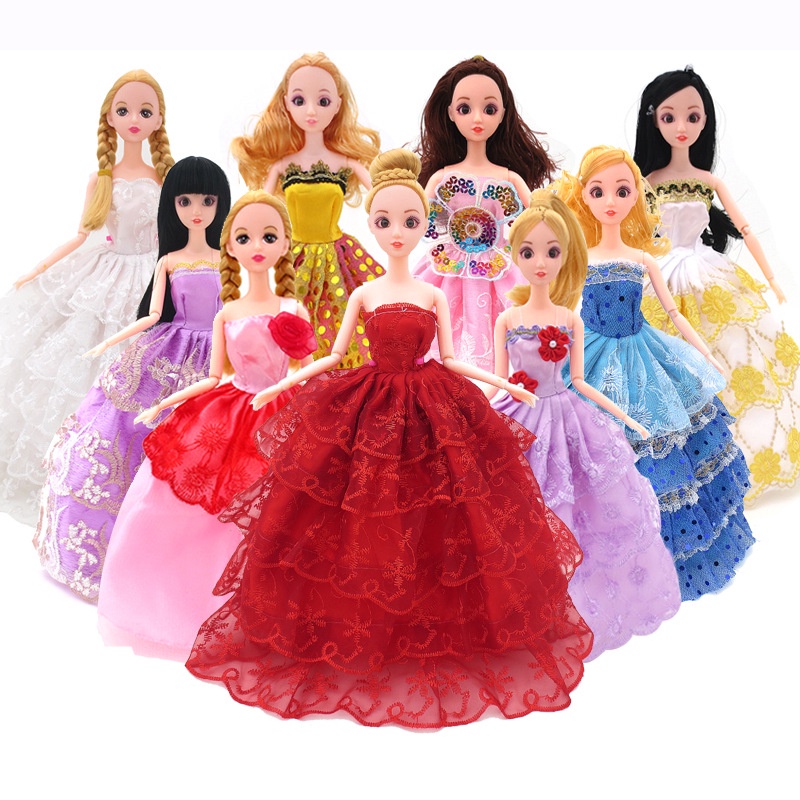 Búp Bê Barbie 30cm Mắt Vẽ Tặng kèm váy và giày