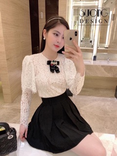 Set Áo ren trắng kèm Chân váy (có tag nơ ảnh thật)