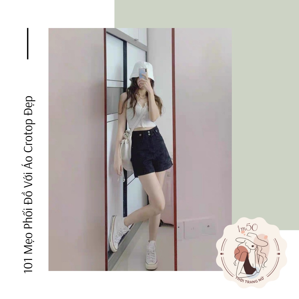 Áo croptop nữ ôm, 2 dây bản to, nhiều cúc đẹp mặc đi học đi chơi