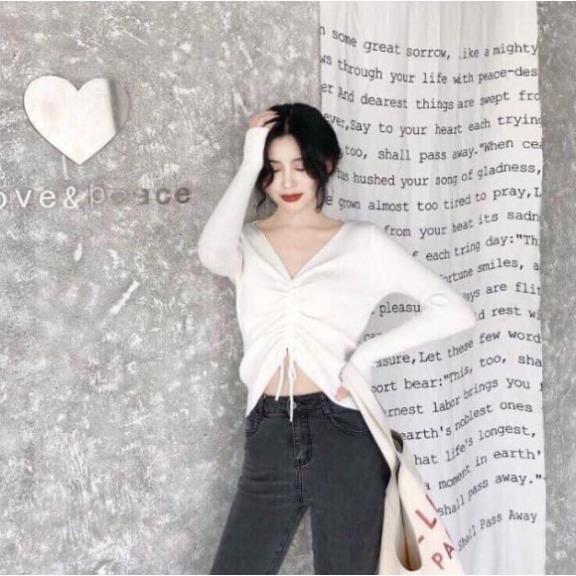 [Rẻ Vô Địch] Áo croptop rút dây ngực tay dài sexy [Hàng Đẹp] | BigBuy360 - bigbuy360.vn