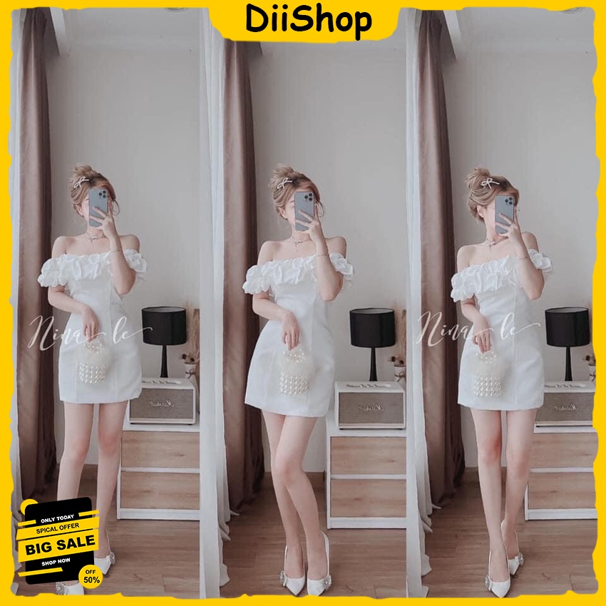 Đầm trễ vai màu trắng, đầm đi tiệc ôm body, váy ôm trễ vai bèo, váy trắng dự tiệc sang chảnh, đầm ôm tôn dáng trễ vai
