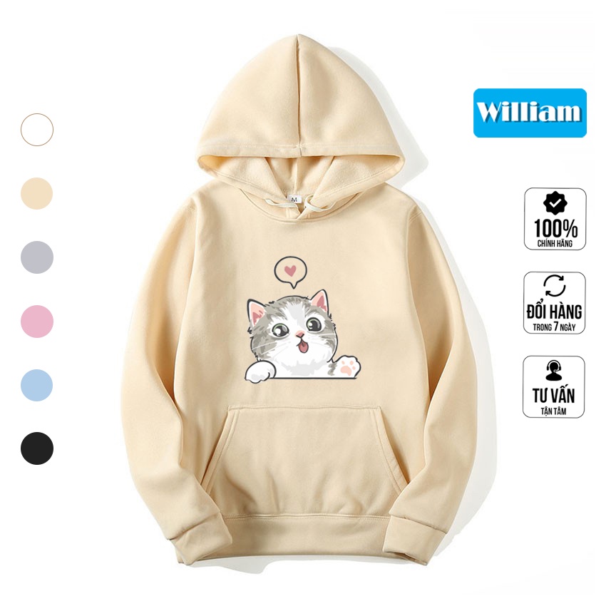 Áo hoodie nam nữ hình Mèo dễ thương chất nỉ bông dày dặn, in Pet cao cấp William - DS216