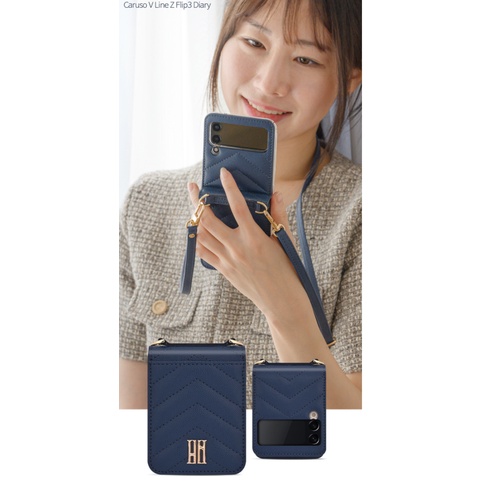 Ốp Điện Thoại Da Nắp Gập Có Ngăn Đựng Thẻ + Dây Đeo Vai Chữ V Cho Samsung GALAXY   {Z Flip 3