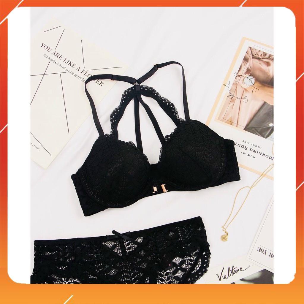 Set bộ đồ lót nữ bra ren hoa áo cài trước có gọng, đệm mút, Mã B26508