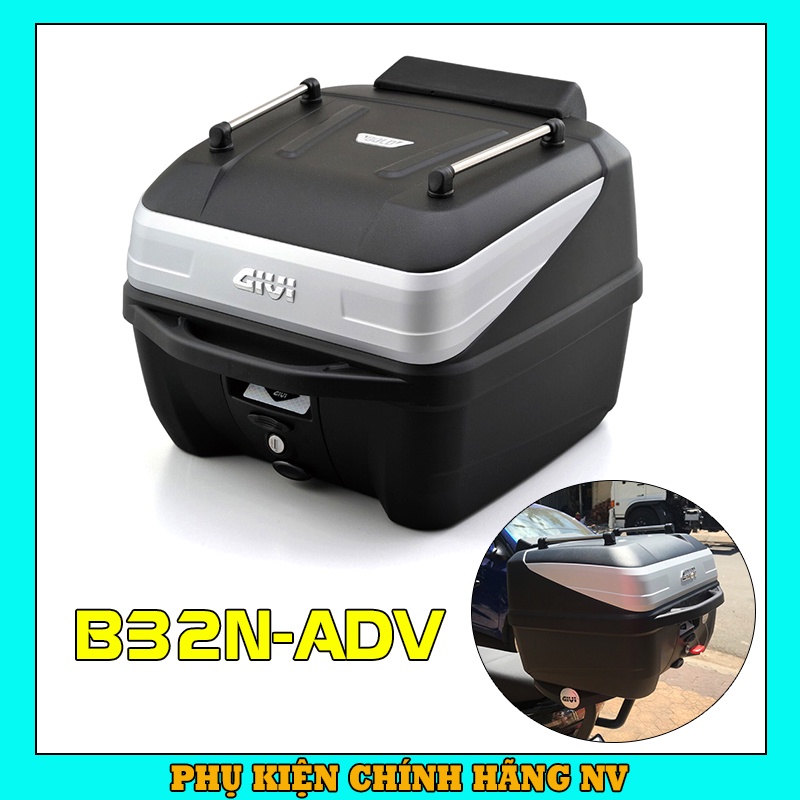 Thùng sau Givi B32N-ADV hệ thống khóa Monolock cao cấp dung tích 32 lít kèm đế gắn thùng Givi MP60N chính hãng