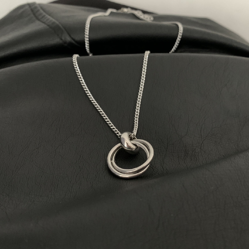 Dây Chuyền Mặt Nhẫn Đôi Phong Cách hiphop Đường Phố Cá Tính 22362 Dành Cho Nam Và Nữ