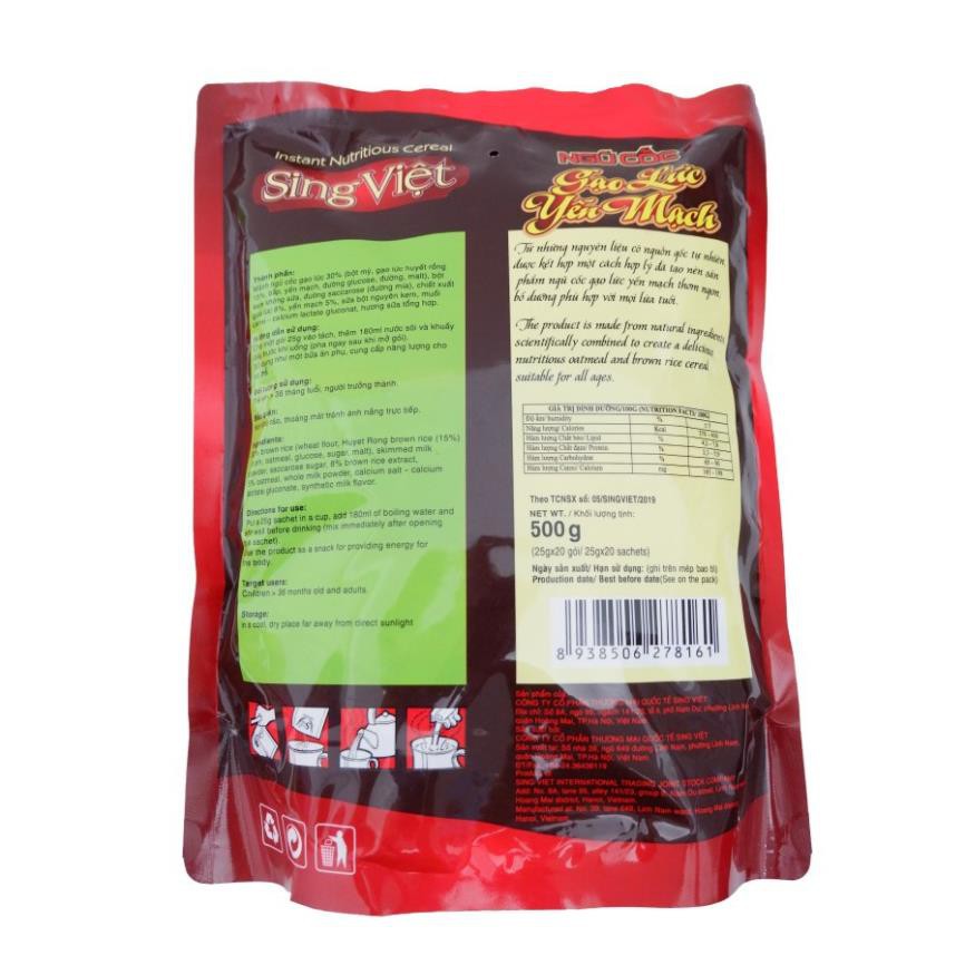 Ngũ cốc yến mạch gạo lứt Sing Việt 500g