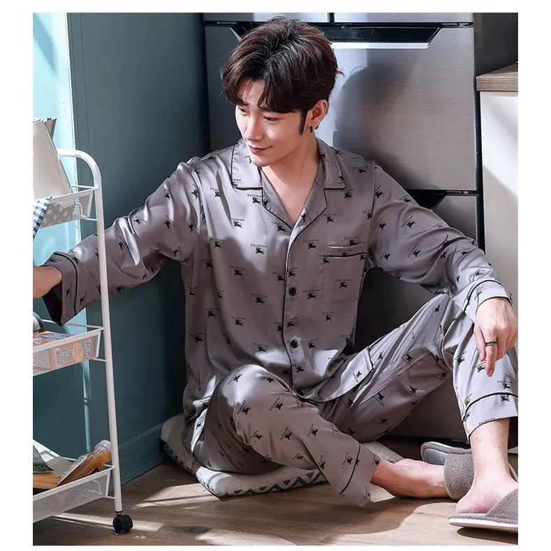 G9383   Bộ pyjama nam dài tay chất lụa hàng nhập Mã sản phẩm