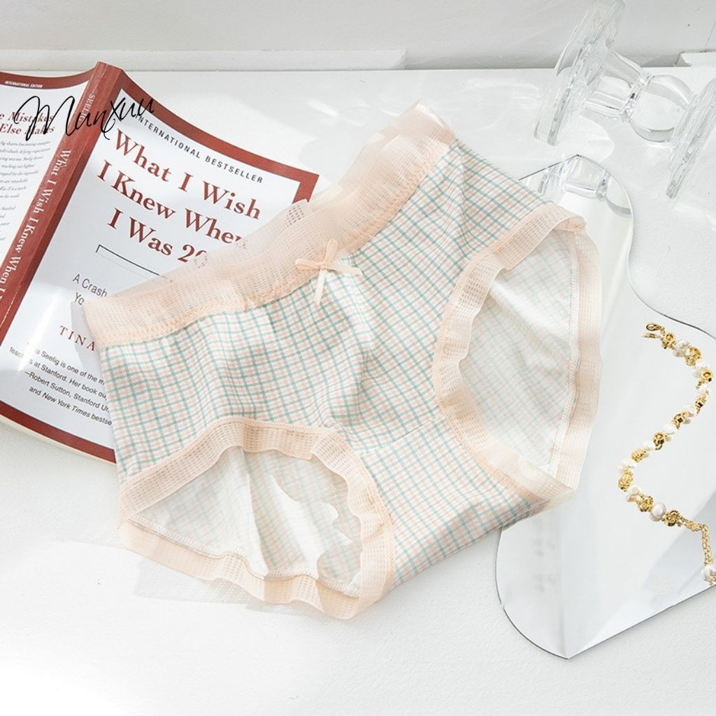 Quần lót nữ Cotton MUNXUU phối ren họa tiết trẻ trung, chất liệu co dãn mềm mại kháng khuẩn - QC74