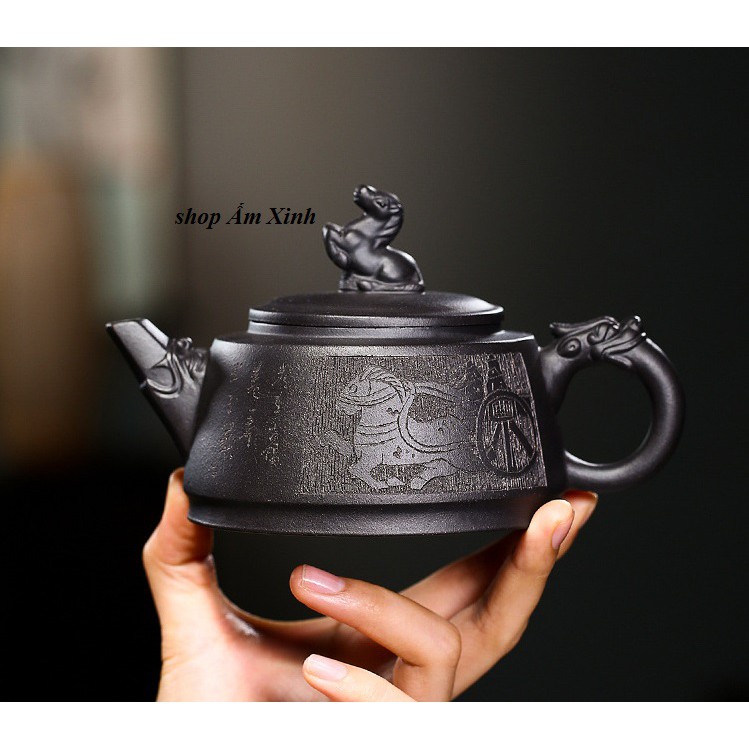 Ấm Tử Sa Nghi Hưng Thăng Phương 350 ml (Hắc Kim Sa)