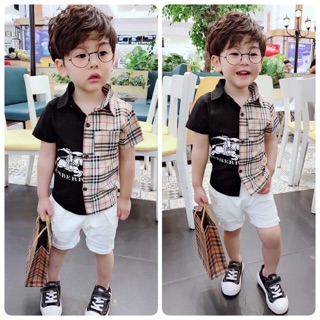 Áo sơ mi kẻ ngựa BBR bé trai