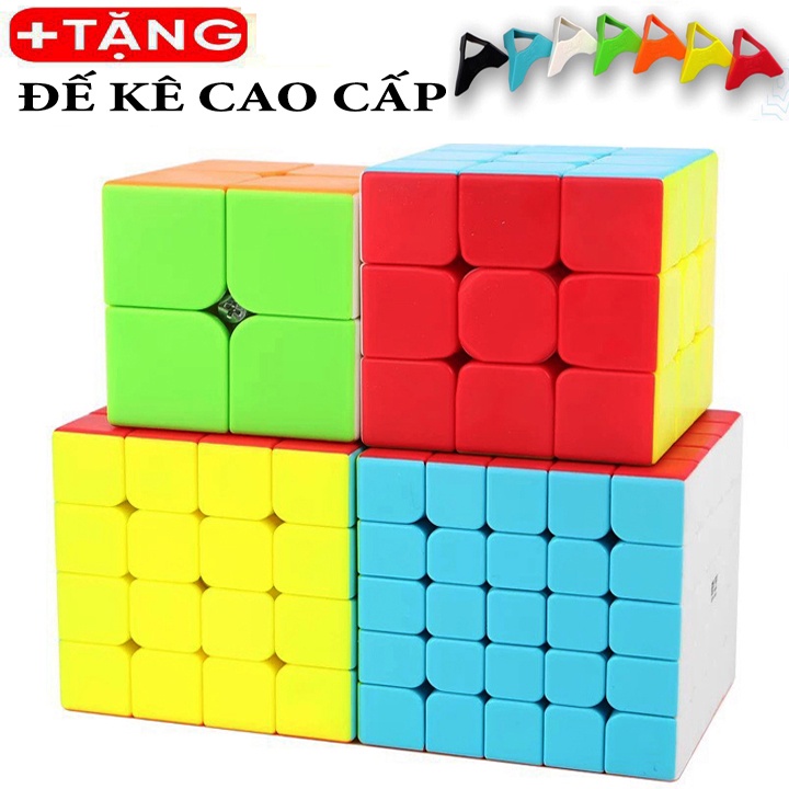 Combo Rubik 2x2, 3x3, 4x4, 5x5 - Bộ 4 Rubik Không Viền Stickerless