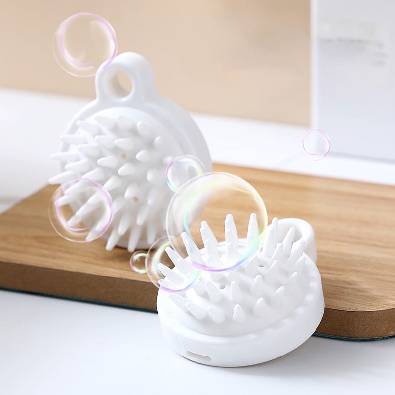 Lược gội đầu silicon massage đầu, lượt bàn chải tóc cao su mềm màu trắng giúp thư giãn da khi tắm