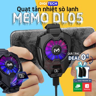 Memo DL05 | PHIÊN BẢN 2 | Quạt tản nhiệt sò lạnh cho điện thoại, Màn hình LED hiển thị nhiệt độ, LED RGB