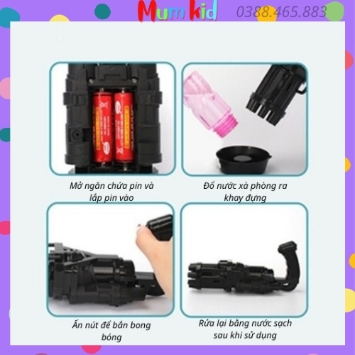 Đồ chơi trẻ em súng bắn bong bóng xà phòng 8 nòng siêu mạnh cho bé vận động vui nhộn giảm xả stress MUMKID 10