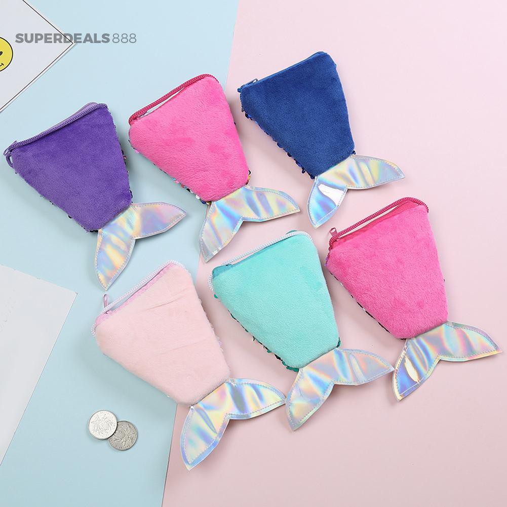 Túi đeo chéo hình đuôi cá đính sequin lấp lánh xinh xắn dành cho bé gái