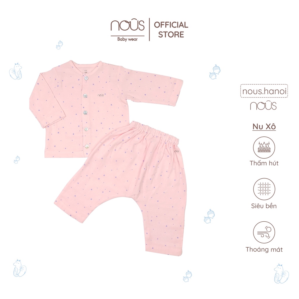 [FULL] Bộ Quần Áo Dài Tay Nous Cài Thẳng, Chất Liệu Nu Petit - Doux - Nu Xô(mỏng, hè thu)(Size 0-3 Tháng Đến 9-12 Tháng)