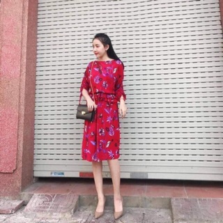 VÁY HOA ĐỎ MANGO AUTHENTIC