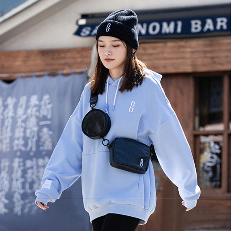 361 Degrees Áo hoodie 652219821 tay dài dáng rộng oversize thời trang cho cặp đôi