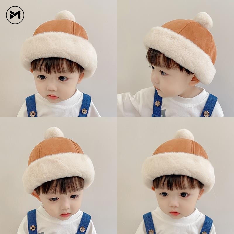 Mũ Thu Đông Chất Da Lộn Dày Dặn Dễ Thương Xinh Xắn Cho Bé 1-5 Tuổi