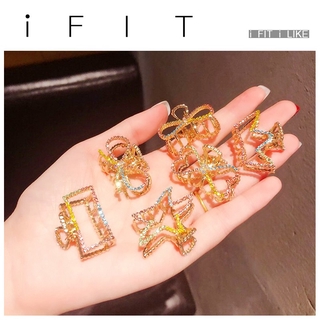 Korean Style iFIT Simple Rhinestone Colorful Metal Grasping Paw Hair Claw Clip