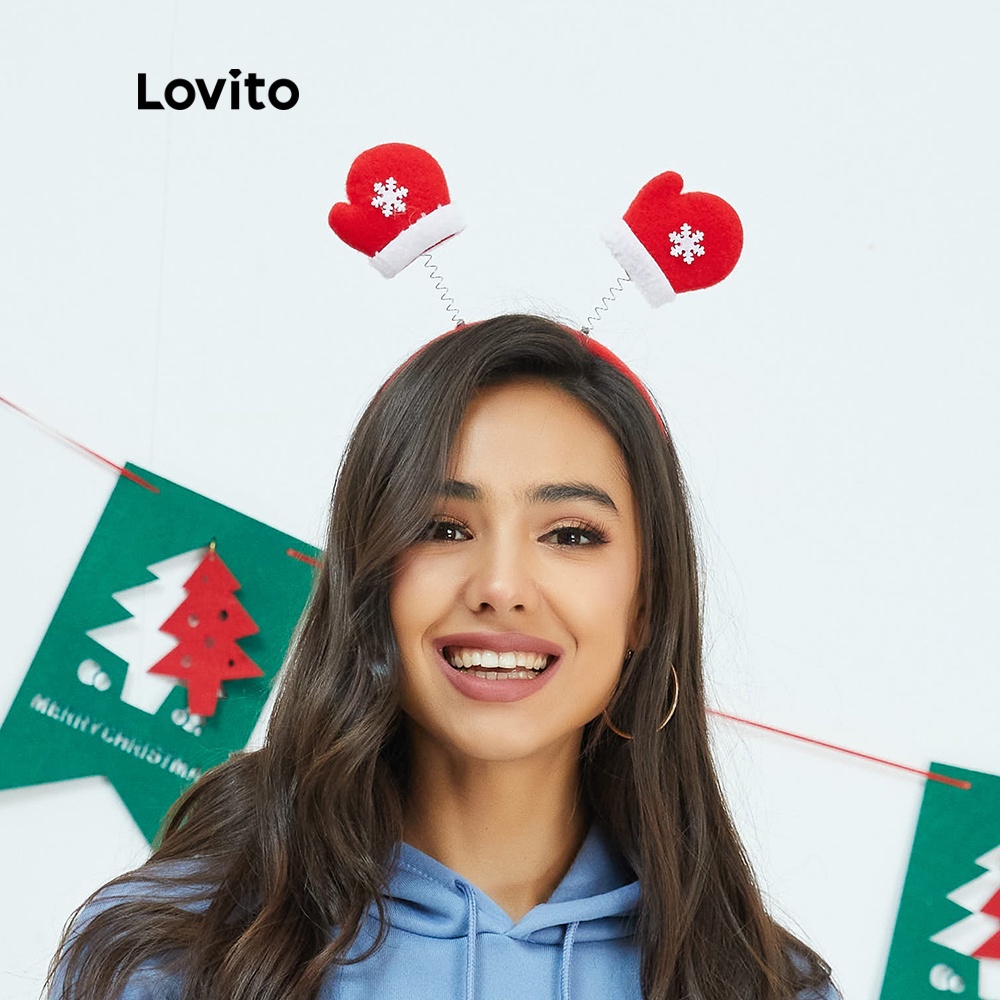 (Hàng có sẵn) Băng đô Lovito A07011 phong cách Giáng sinh dùng để hóa trang cho bữa tiệc
