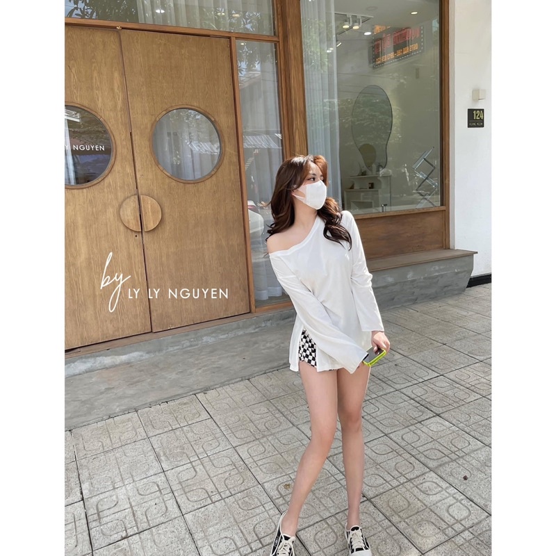 SET ÁO THUN XẺ TÀ QUẦN SHORT CARO THỂ THAO ULZZANG