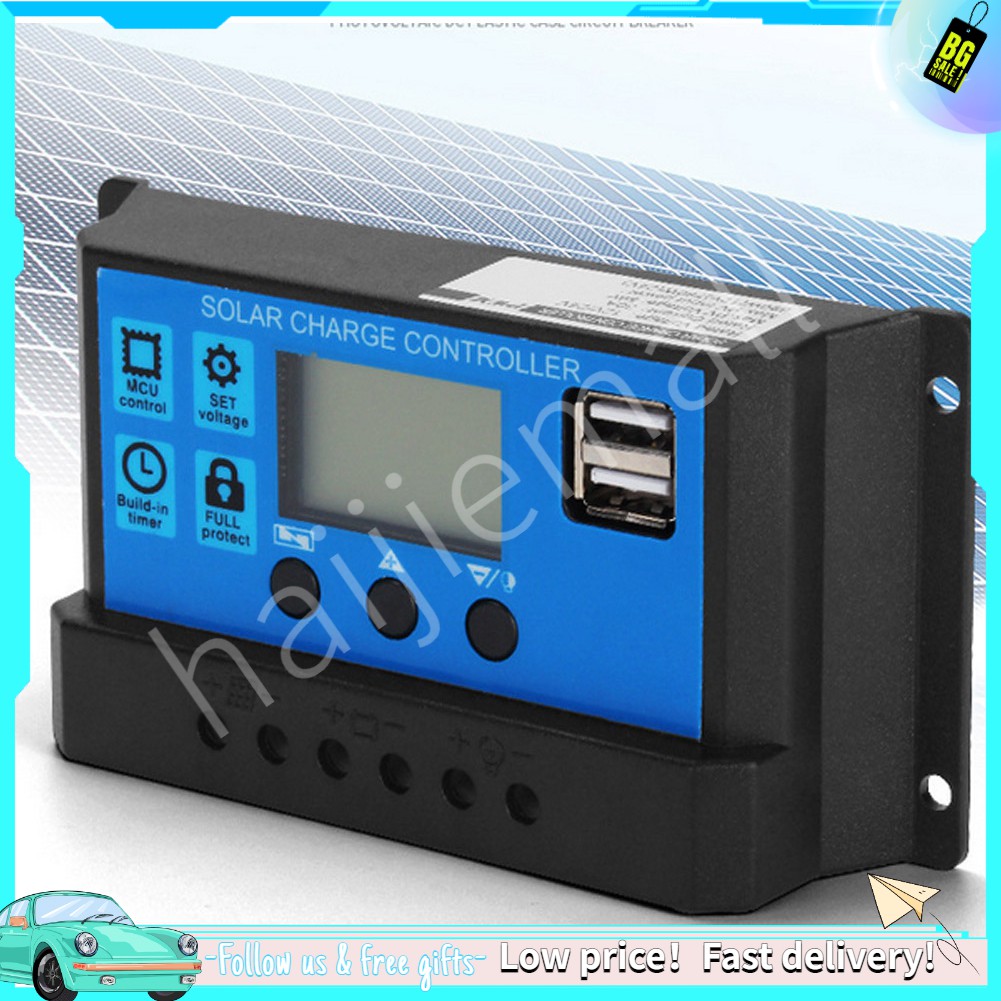 💎Hàng Sẵn Haijiemall Bảng điều khiển sạc năng lượng mặt trời Haijie 60a/50a/40a/30a/20a/10a 12v 24v chất lượng cao Bộ điều khiển sạc pin năng lượng mặt trời