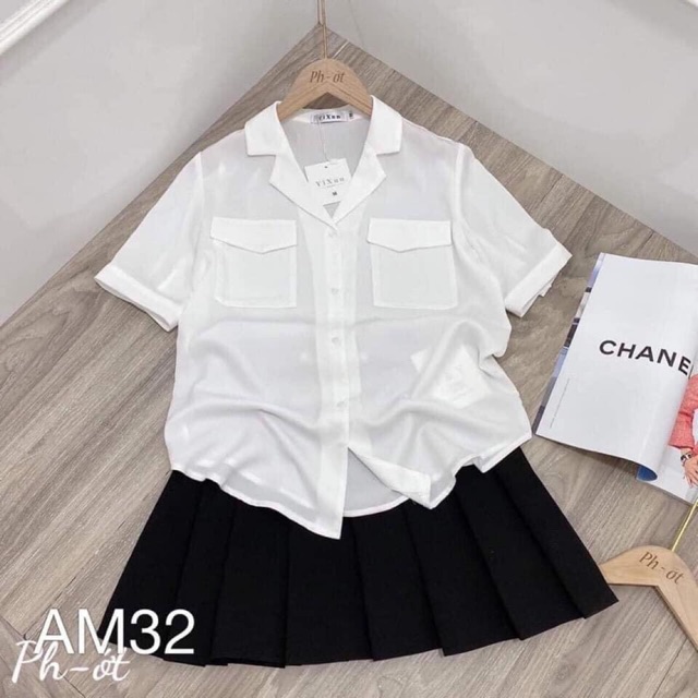 Áo sơ mi cổ vest cộc tay