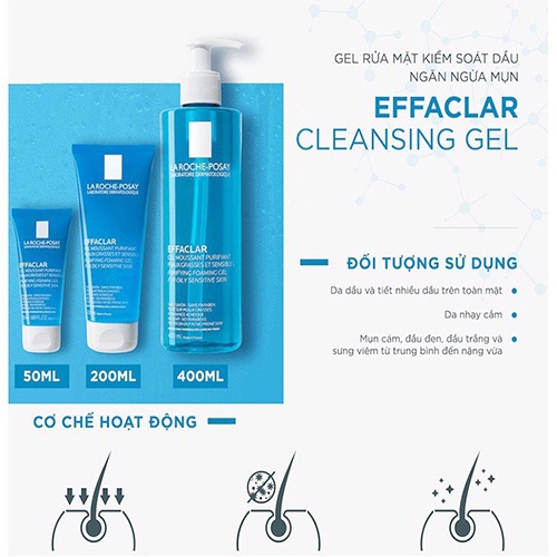💯 ( Chính Hãng ) La Roche-Posay Sữa Rửa Mặt Dạng Gel Tạo Bọt Cho Da Dầu và Nhạy Cảm La Roche-Posay Effaclar 400ml | BigBuy360 - bigbuy360.vn