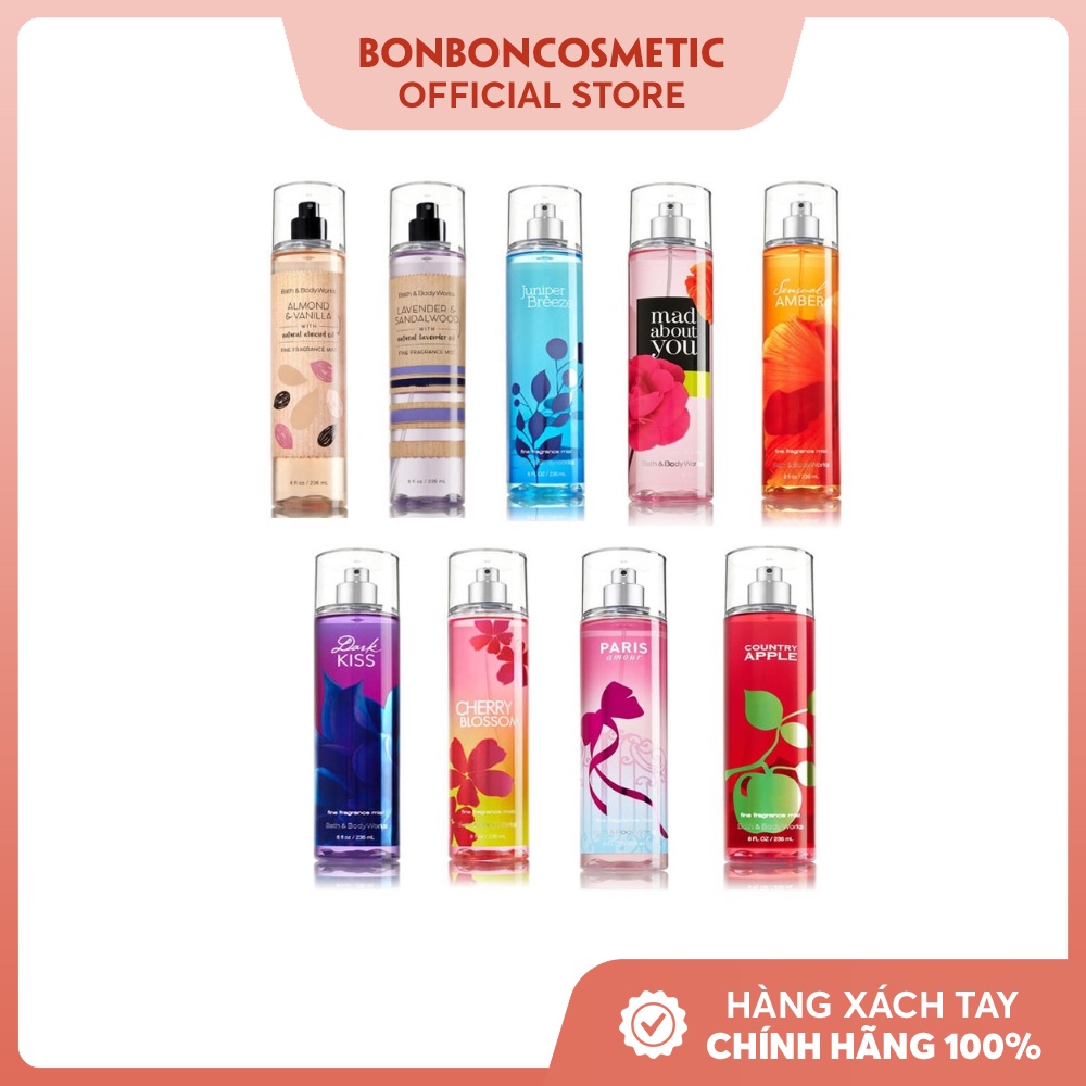 Xịt Thơm Toàn Thân BODY MIST BATH&BODY WORK fullsize 236ml đủ bill Mỹ