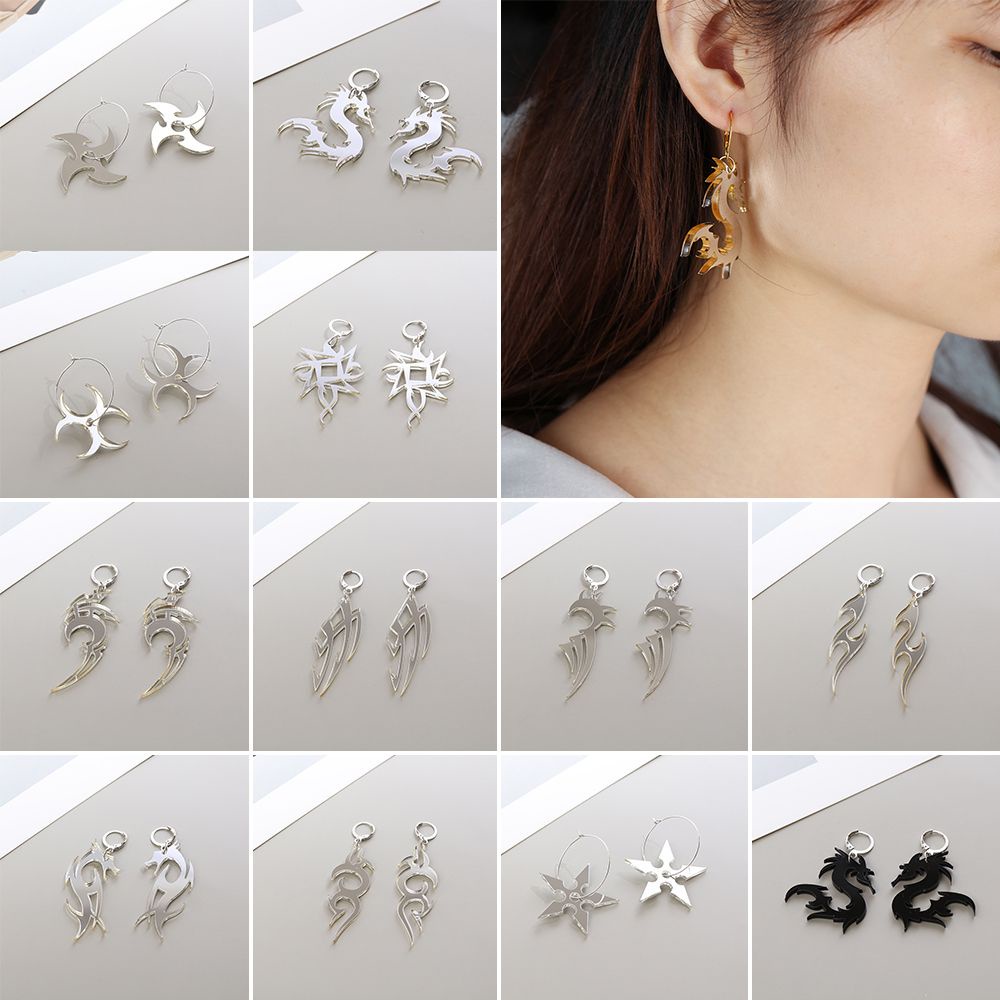 UPSTOP 1 Pair Women Men Totem Flame Dragon Pattern Acrylic Earrings/Multicolor