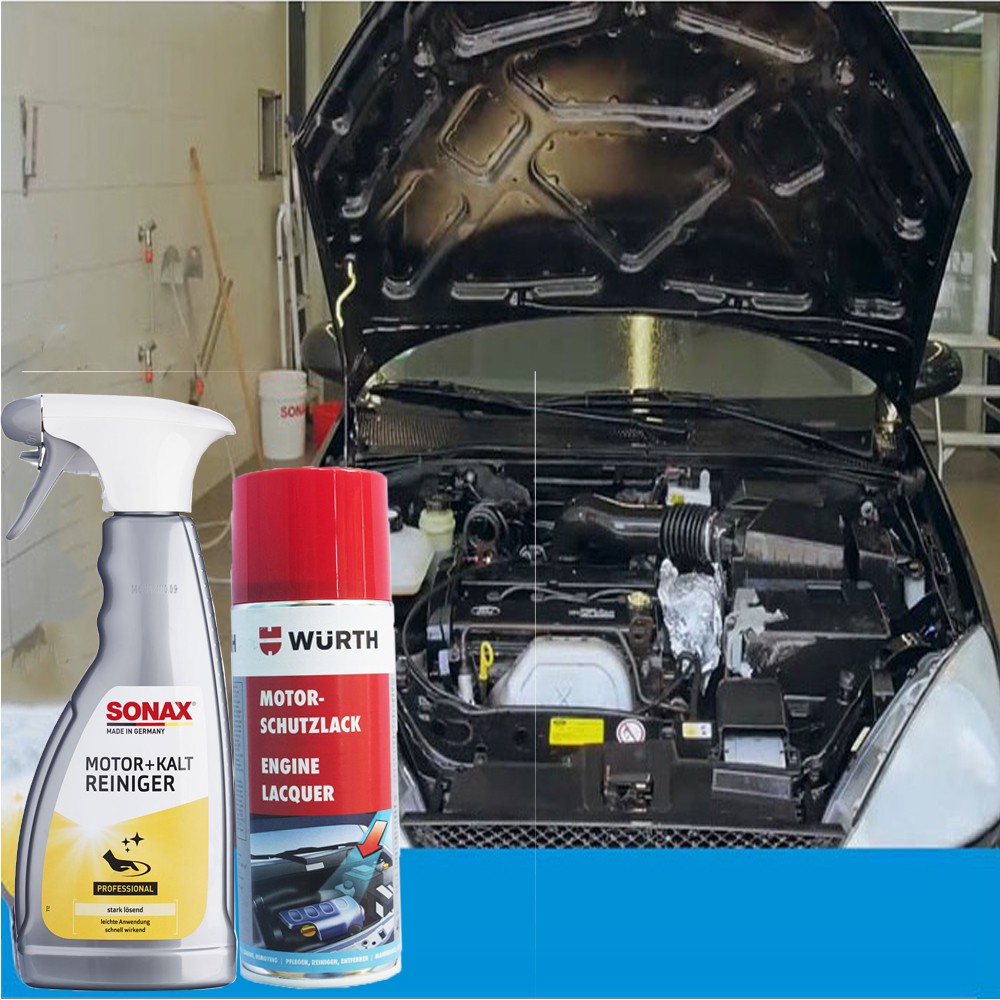 Bộ sản phẩm vệ sinh khoag máy Sonax & bảo dưỡng khoang máy ô tô Wurth