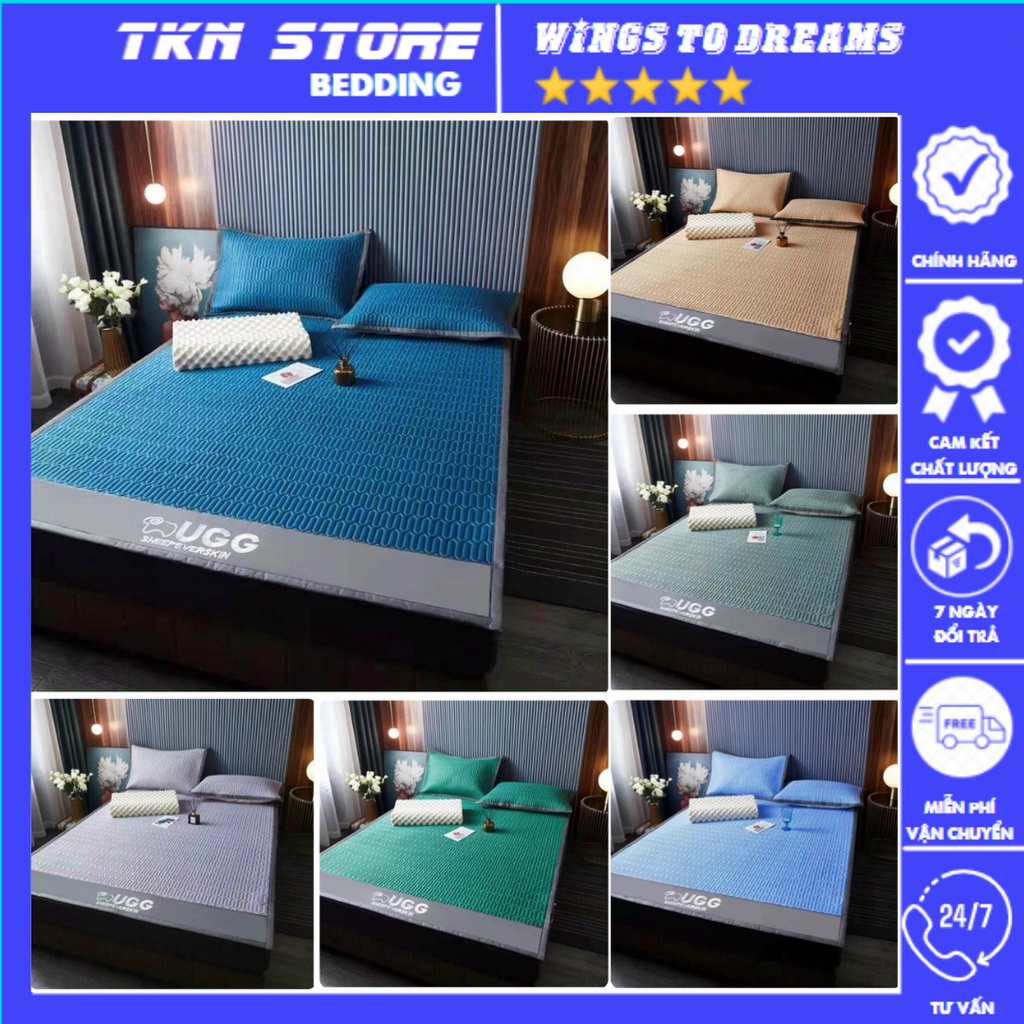 Chiếu Điều Hoà Cao Su UGG Mẫu Mới 2022 , Chiếu Điều Hoà UGG Tencel Mát Lạnh (tặng kèm 2 vỏ gối đầu)