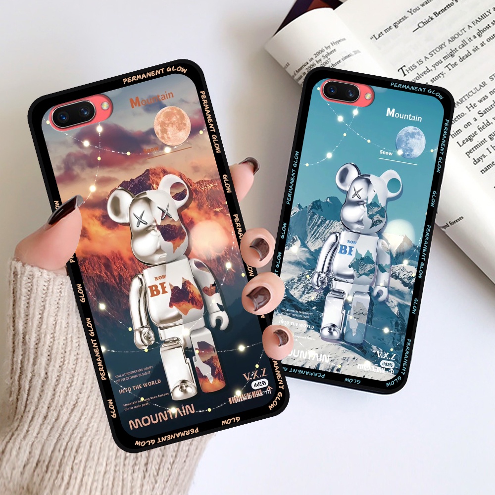 Ốp Oppo A3s / A1k in hình họa tiết Mountain, Be@rbrick dễ thương (T13 - T18)