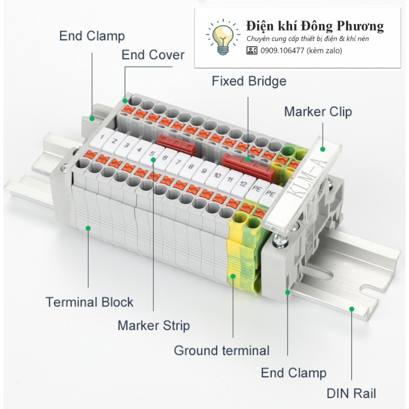 Teminal block dòng UK - Cầu đấu dây dạng cắm kết nối nhanh,  Termino dạng cắm, Terminal tép xám  2.5mm2