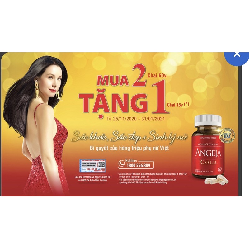 Sâm Angela Gold ⚡CHÍNH HÃNG ⚡ có tem tích điểm - Hộp 60 viên và 30 viên - Hỗ trợ bổ sung nội tiết tố