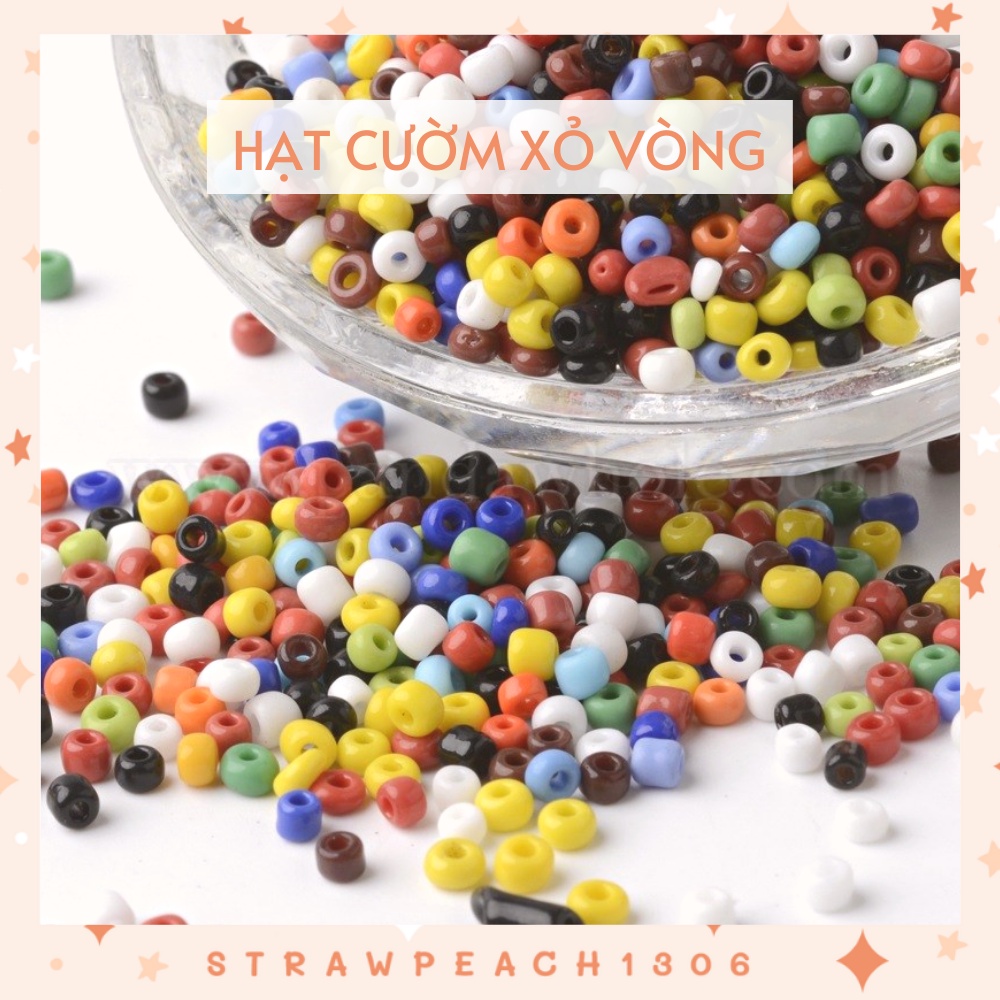 Hạt cườm màu 2mm, 3mm, 4mm xỏ lỗ 2 đầu làm vòng tay, phụ kiện, diy, thủ công - strawpeach1306